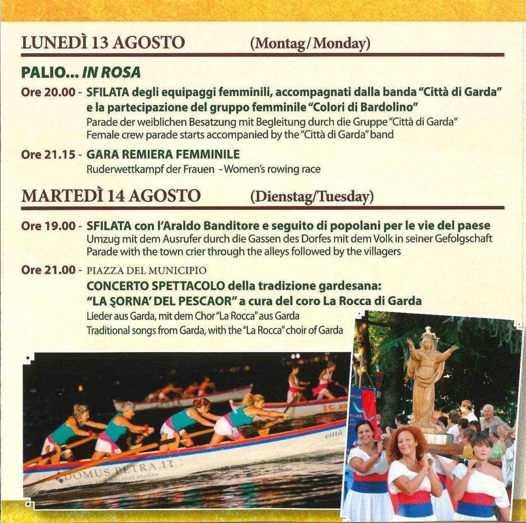 Programma Palio delle Contrade 2018 - Garda 6-11-12-13-14-15 agosto 2018 - 2