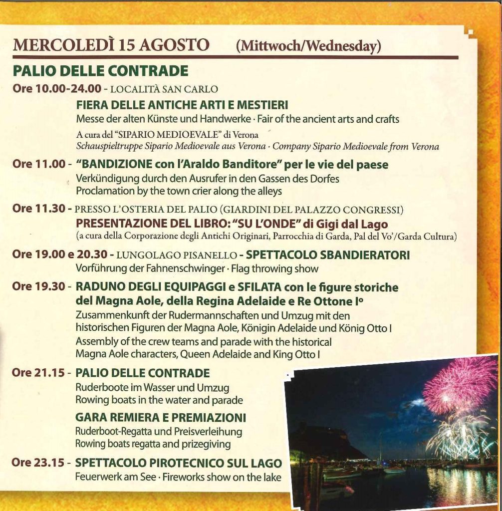 Programma Palio delle Contrade 2018 - Garda 6-11-12-13-14-15 agosto 2018 - 3